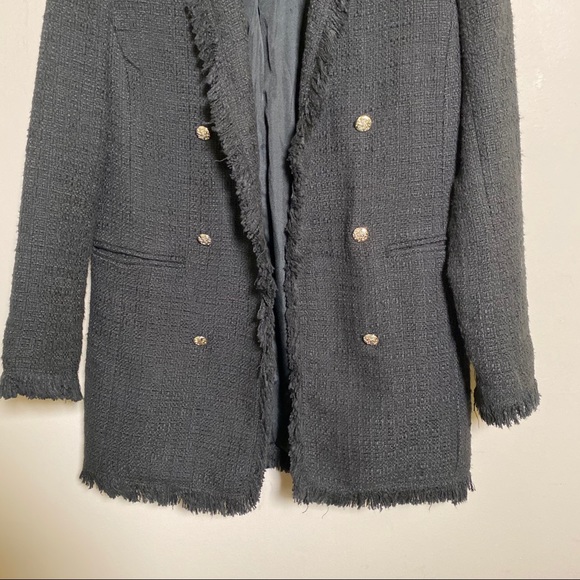 NWT Rachel Zoe Black Fringe Coat Size Medium - Picture 3 of 5